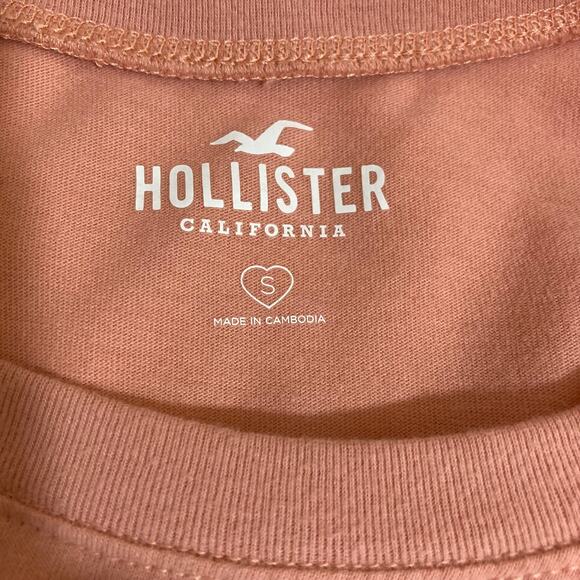 Hollister graphic long sleeve t-shirt, women's oversize small pink tie front top - Picture 7 of 7